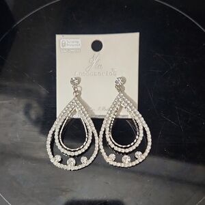 Silver CZ Teardrop Earrings